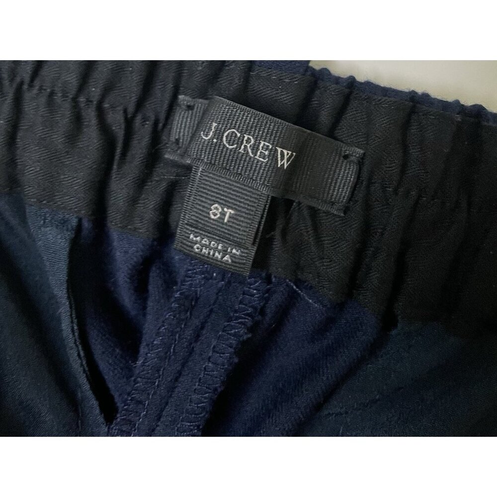 J.Crew Wool Blend Navy Pants 8 Tall Pajama Trousers Elastic Waist Trimmed - Picture 3 of 9